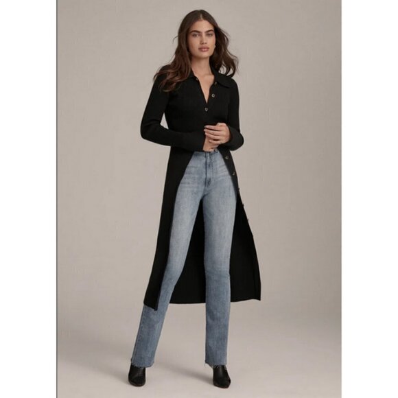 💕FAVORITE DAUGHTER💕 Lena Long Cardigan ~ Black M NWT Ribbed Cotton Cashmere - Picture 4 of 16